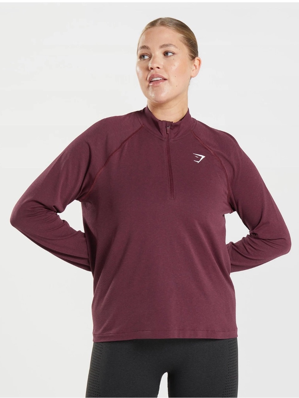 Gymshark Vital Seamless 2.0 1/2 Zip Pullover Baked Maroon Marl L